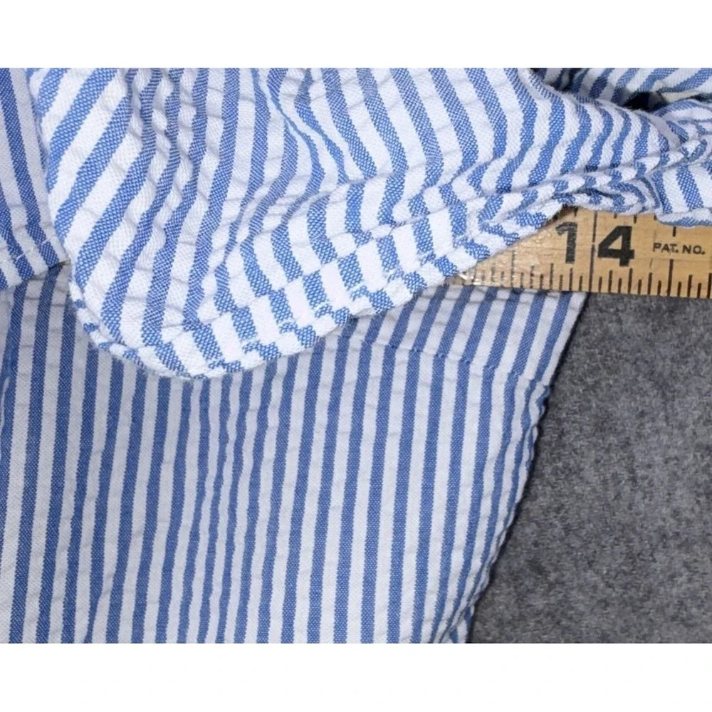 Polo Ralph Lauren‎ Blue White Stripe Seersucker Ruffle Dress Girls Youth 12